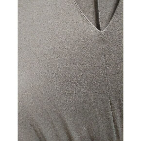 EILEEN FISHER JERSEY KNIT GRAY V-NECK SHORT SLEEVE MIDI DRESS SIZE SMALL - Picture 7 of 8